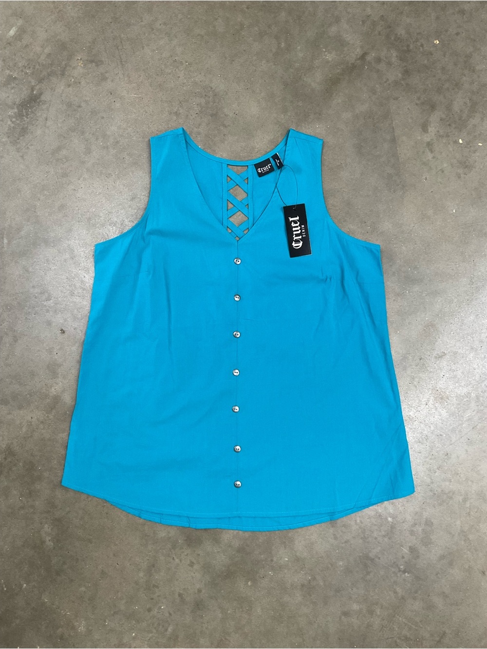 Cruel Turquoise V-Neck Button-Front Tank